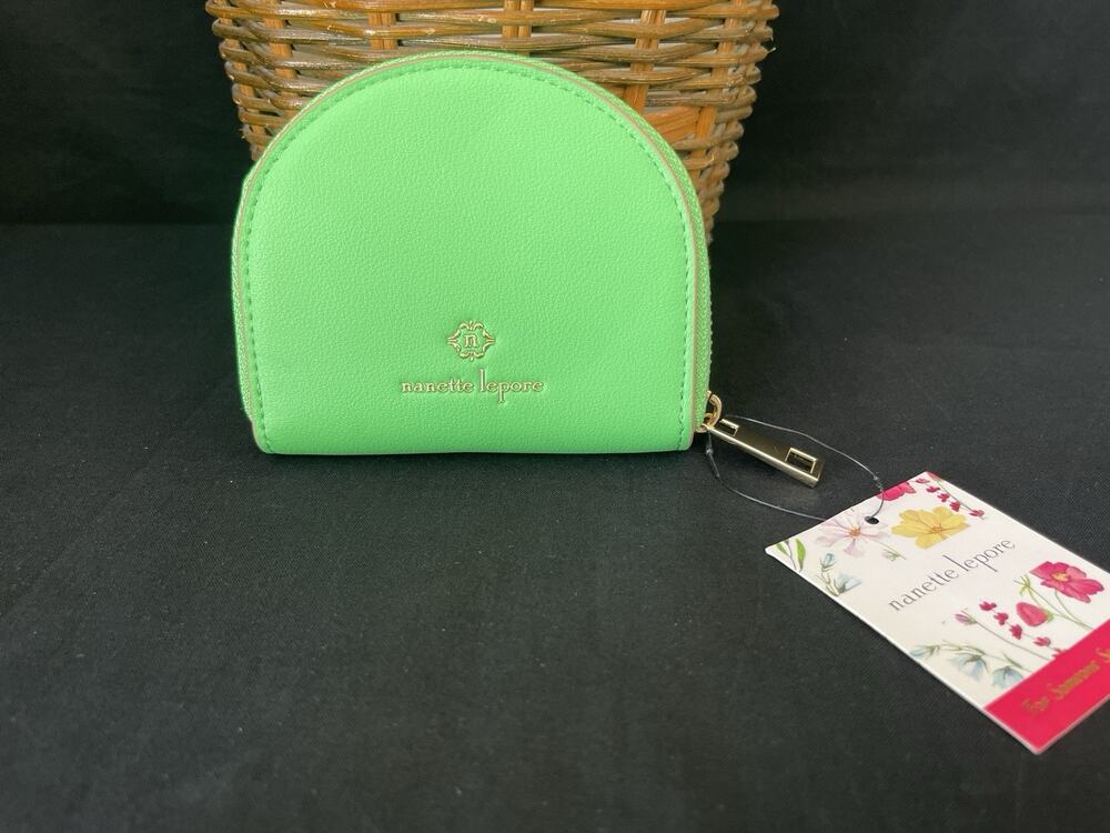 Nanette Lepore Small Green Zip Arch Wallet NWT